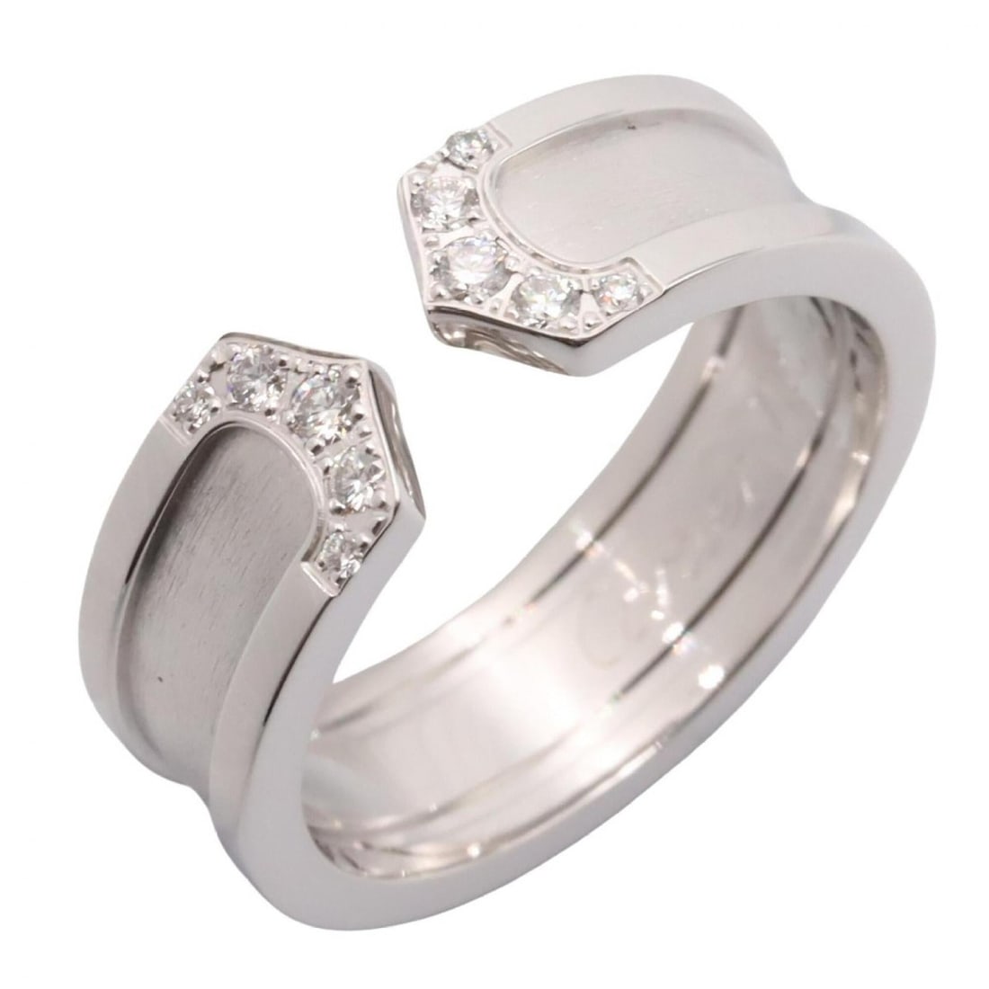 Cartier C2 Diamond Ring - 18K White Gold (18KWG) Women's Silver/Clear Tone: --- Catalog ---Category: SizeJP Size: 10.5US Size: 5.5Category: DesignType: Band ringColor: Clear, SilverGender: WomenMaterial: White gold (18K)Category: GeneralBrand: Cartier--- Item List ---Section: