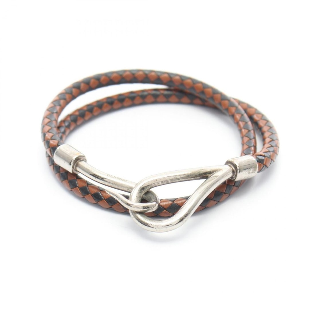 Hermes Jumbo Choker Bracelet Accessory Leather Stainless Steel Women's Black Brown Silver (1 of 13)
