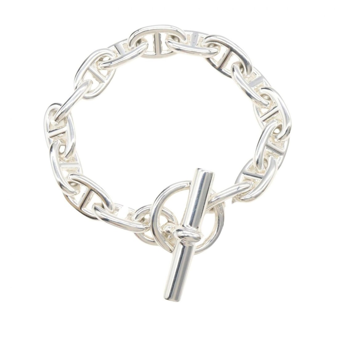Hermes Chaine d'Ancre MM 15-link bracelet, sterling silver (925), men's and women's, tone.: --- Catalog ---Category: SizeLength: 16cm / 6.29''Category: DesignType: Charm braceletColor: SilverGender: Men,WomenMaterial: Silver 925Category: GeneralBrand: Hermes--- Item List ---Section: Conditio