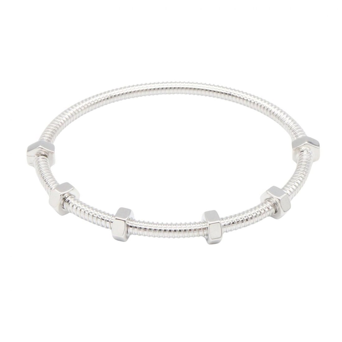 Cartier Eclou de Bracelet, 18K White Gold (WG), Women's, Silver Tone: --- Catalog ---Category: SizeLength: 15cm / 5.9''Category: DesignType: Charm braceletColor: SilverGender: WomenMaterial: White gold (18K)Category: GeneralBrand: Cartier--- Item List ---Section: Condit
