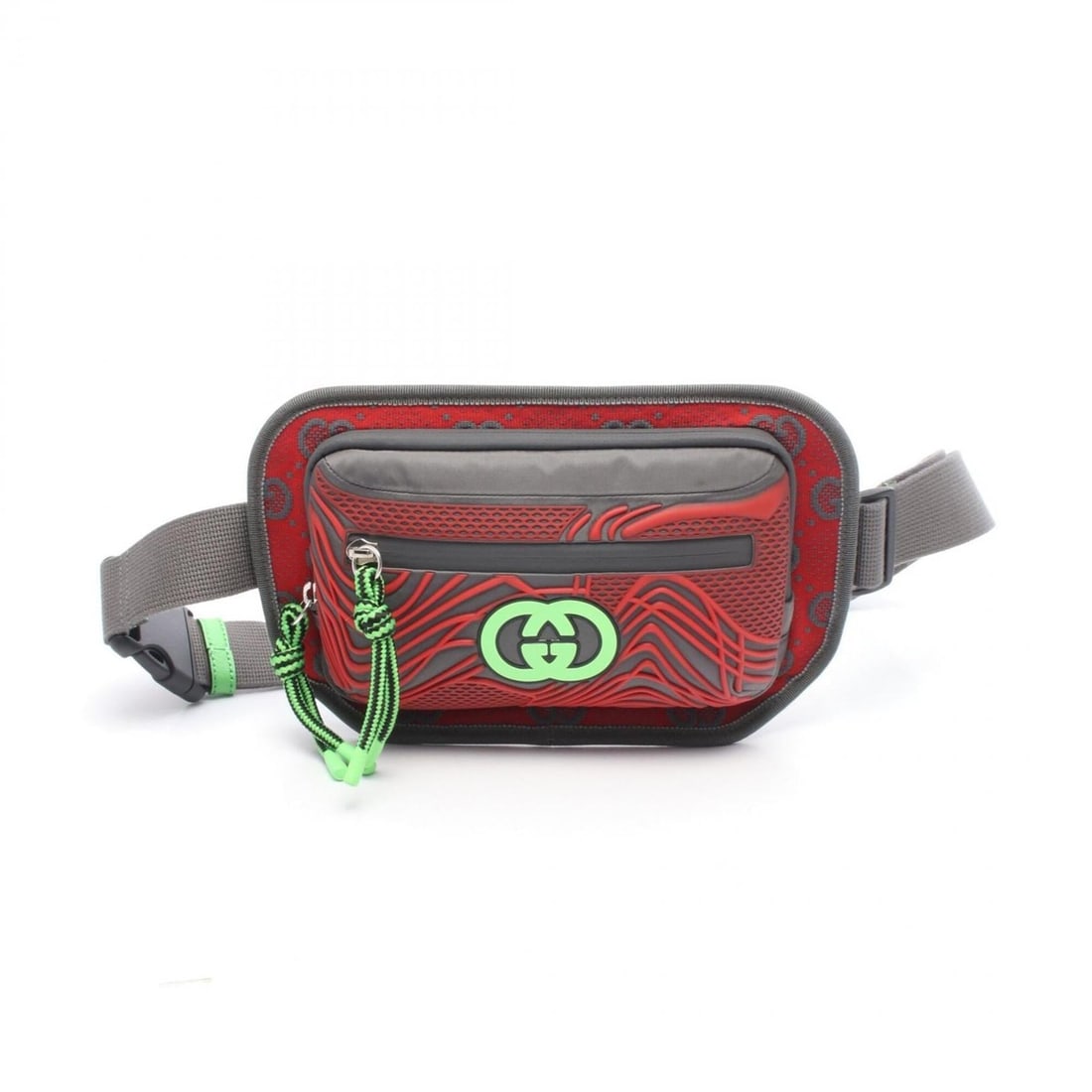 Gucci GG Belt Bag, Waist Handbag, Nylon, Men's, Gray, Red, Green, 752102: --- Catalog ---Category: SizeSize (HxWxD): 17cm x 20cm x 3cm / 6.69'' x 7.87'' x 1.18''Category: DesignType: Fanny pack, HandbagColor: Gray, Green, Red colorGender: MenMaterial: Nylon Category: Genera