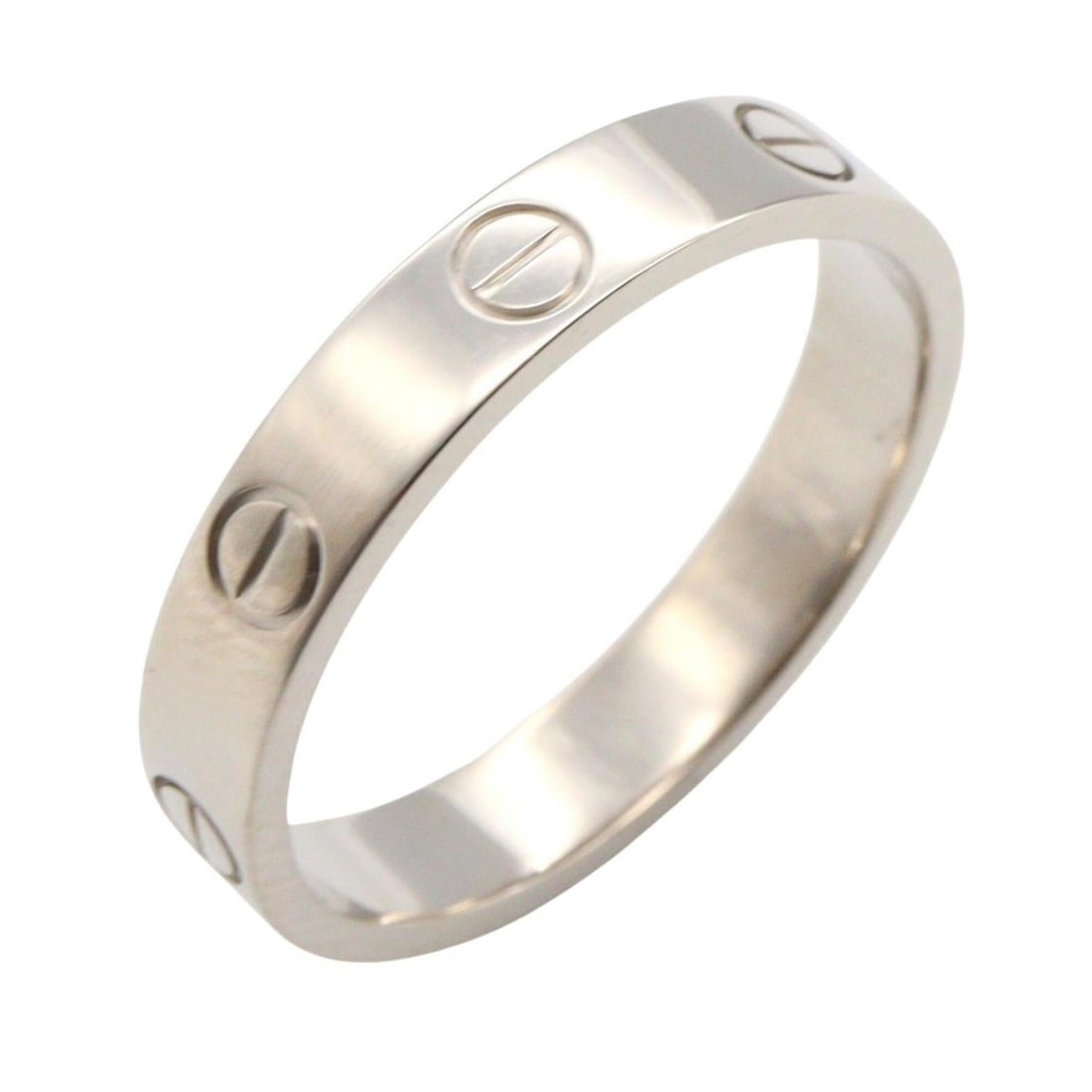 Cartier Mini Love Ring, 18K White Gold (18KWG), Silver Tone, for Men and Women.: --- Catalog ---Category: SizeJP Size: 16US Size: 8Category: DesignType: Band ringColor: SilverGender: Men,WomenMaterial: White gold (18K)Category: GeneralBrand: Cartier--- Item List ---Section: Condit