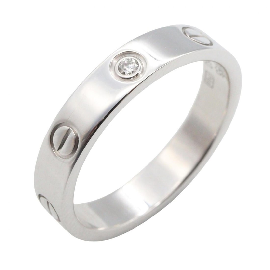 Cartier Mini Love Ring 1PD - Jewelry 18KWG (White Gold) Diamond Men's & Women's Silver Tone Clear: --- Catalog ---Category: SizeJP Size: 14US Size: 7Category: DesignType: Band ringColor: Clear, SilverStone: DiamondGender: Men,WomenMaterial: White gold (18K)Category: GeneralBrand: Cartier--- Item Li