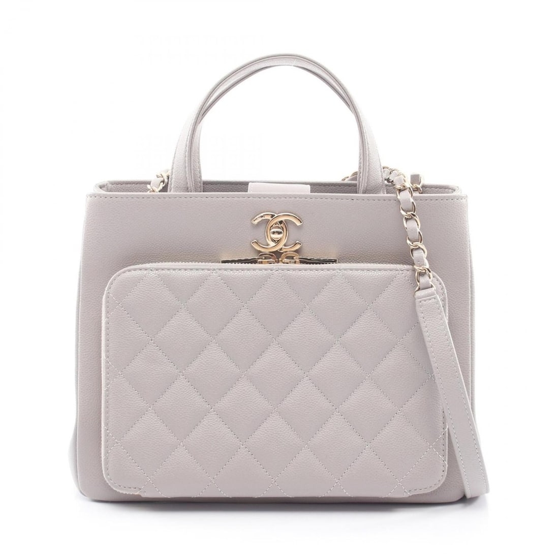 Chanel Business Affinity Matelassé 2-Way Shoulder Bag/Handbag, Caviar Leather (Grained Calfskin),: --- Catalog ---Category: SizeSize (HxWxD): 20.5cm x 26cm x 11cm / 8.07'' x 10.23'' x 4.33''Category: DesignType: Handbag, Shoulder bagColor: GrayGender: WomenMaterial: Grained Calfskin Category: Gener