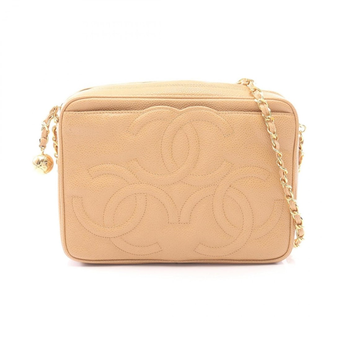 Chanel Triple Coco Mark Shoulder Bag/Handbag, Caviar Leather (Grained Calfskin), Women's, Beige: --- Catalog ---Category: SizeSize (HxWxD): 16cm x 22cm x 6cm / 6.29'' x 8.66'' x 2.36''Category: DesignType: Handbag, Shoulder bagColor: BeigeGender: WomenMaterial: Grained Calfskin Category: GeneralB