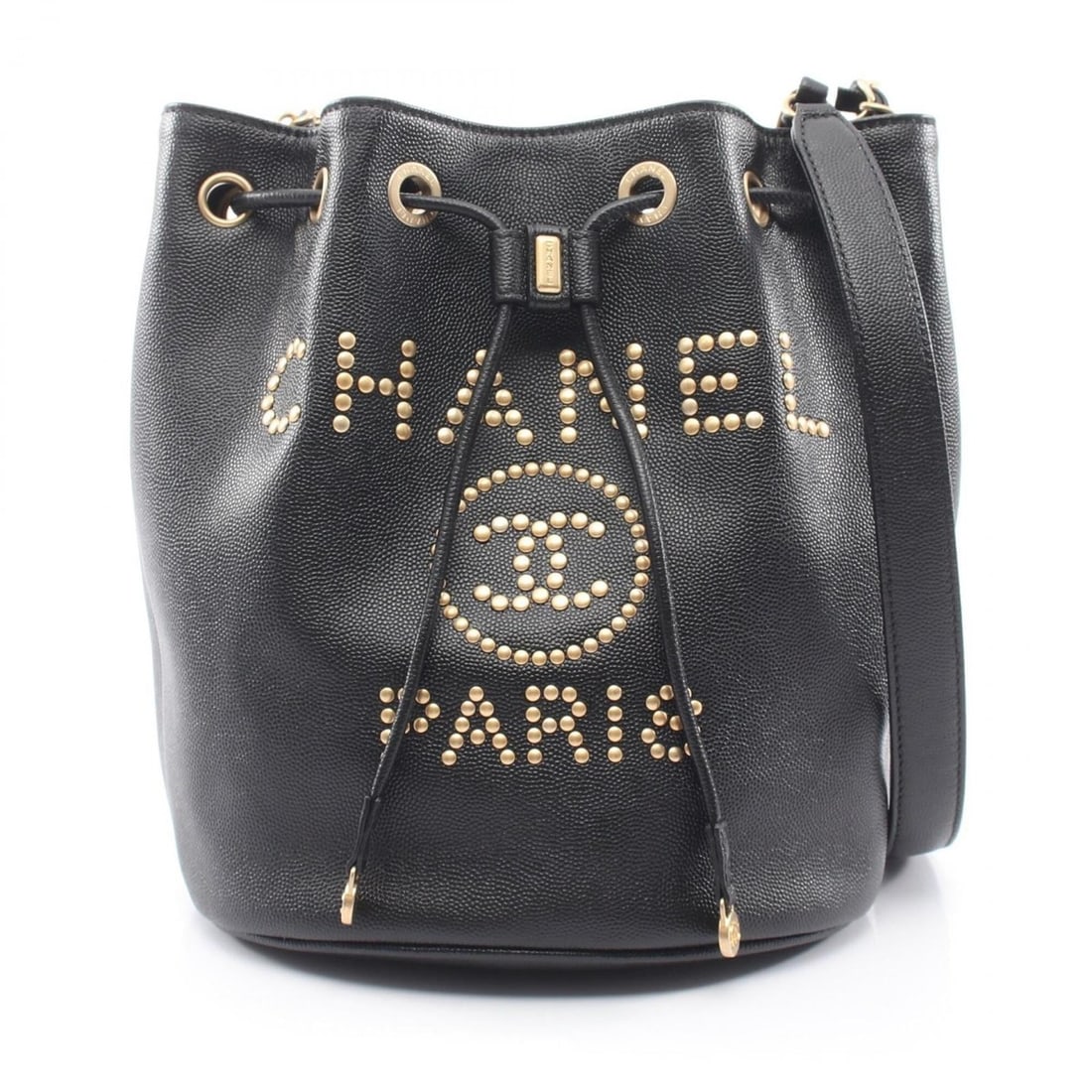 Chanel Deauville Drawstring Shoulder Bag/Handbag, Caviar Leather (Grained Calfskin), Women's, Black, (1 of 12)