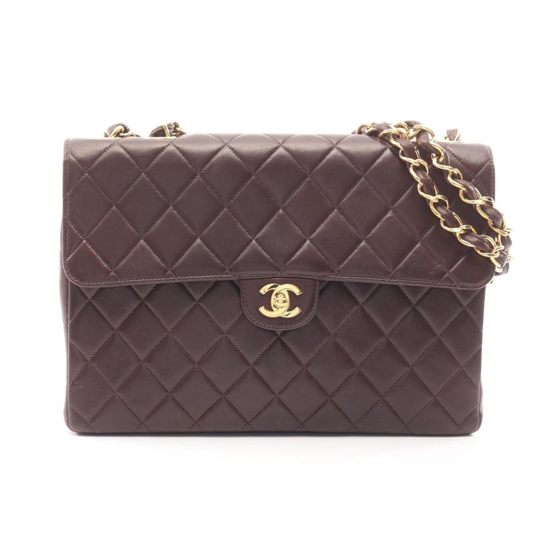 Chanel Deauville Matelassé 30 Single Flap Shoulder Bag/Handbag, Lambskin Leather, Women's, Brown: --- Catalog ---Category: SizeSize (HxWxD): 21cm x 30cm x 8cm / 8.26'' x 11.81'' x 3.14''Category: DesignType: Handbag, Shoulder bagColor: BrownGender: WomenMaterial: Leather Leather/Fur Type: Lambskin