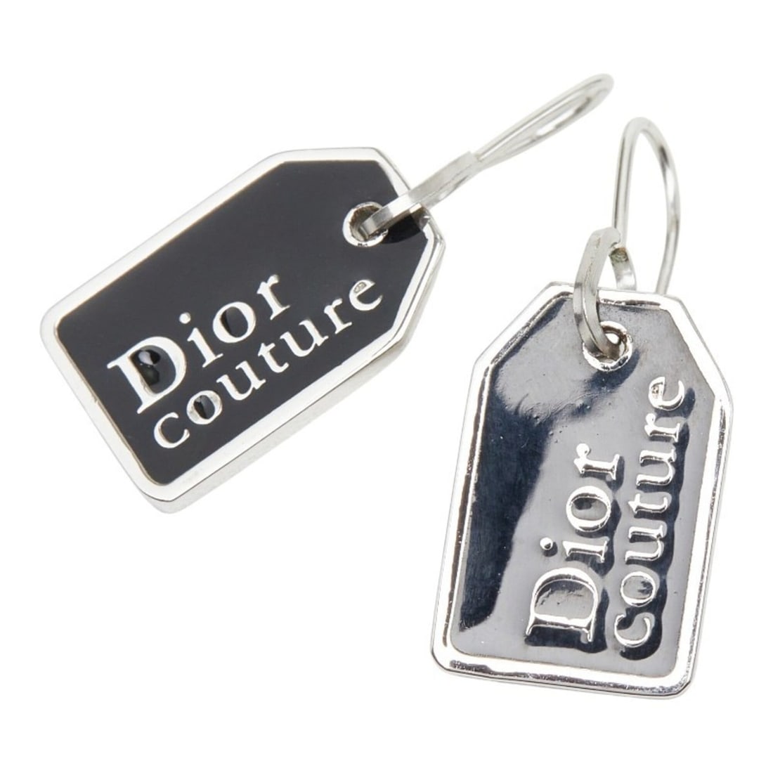 Christian Dior Dior Logo Plate Earrings, Silver and Black Metal, Women's.: --- Catalog ---Category: SizeStone Size (HxW): 21.80mm x 12.00mm / 0.86'' x 0.47''Category: DesignColor: BlackGender: WomenMaterial: MetalCategory: GeneralBrand: Christian Dior--- Item List ---Section