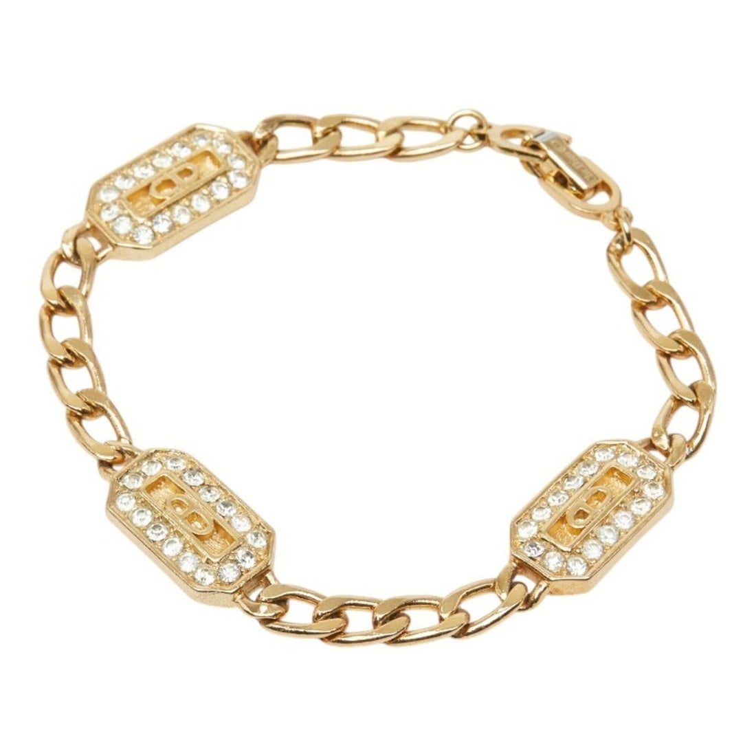 Christian Dior Dior CD Logo Bracelet, Gold Plated, Rhinestones, Women's: --- Catalog ---Category: SizeLength: 18cm / 7.08''Category: DesignType: Charm braceletColor: GoldGender: WomenMaterial: RhinestoneCategory: GeneralBrand: Christian Dior--- Item List ---Section: Condit