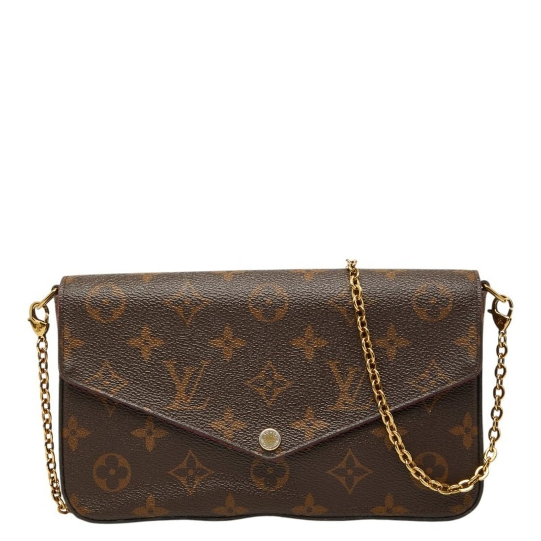 Louis Vuitton Monogram Pochette Felicie Crossbody Chain Shoulder Bag M61276 Brown Fuchsia Leather: --- Catalog ---Category: SizeSize (HxWxD): 12.5cm x 20.5cm x 3cm / 4.92'' x 8.07'' x 1.18''Category: DesignType: Pochette, Shoulder bagColor: Brown, Fuchsia, MonogramGender: WomenMaterial: PVC , Leath