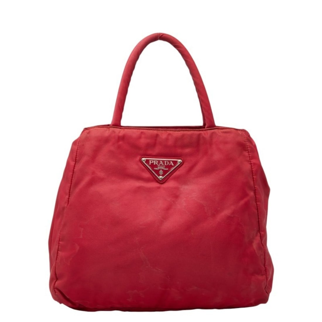 Prada Triangle Logo Plate Handbag, Pink Nylon, Women's PRADA: --- Catalog ---Category: SizeSize (HxWxD): 26.5cm x 31cm x 10.5cm / 10.43'' x 12.2'' x 4.13''Category: DesignType: HandbagColor: PinkGender: WomenMaterial: Nylon Category: GeneralBrand: Prada--- Item 