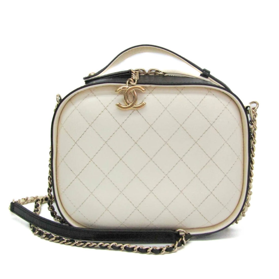 Chanel Matelasse Coco Mark Charm AS0200 Women's Leather Shoulder Bag,Vanity Bag Black,Cream: --- Catalog ---Category: SizeHandle Drop: 4.50cm / 1.77''Size (HxWxD): 15cm x 18cm x 7.5cm / 5.9'' x 7.08'' x 2.95''Strap Length: 133cm / 52.36''Handle Length: 16cm / 6.29''Category: DesignType: Shoul