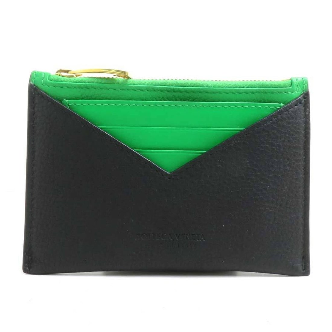 Bottega Veneta wallet/coin purse, leather, black/green, men's/women's, r11207a: --- Catalog ---Category: SizeSize (HxWxD): 9cm x 13cm / 3.54'' x 5.11''Category: DesignType: Coin purse/coin caseColor: Black, GreenGender: Men,WomenMaterial: Leather Category: GeneralBrand: Bottega V