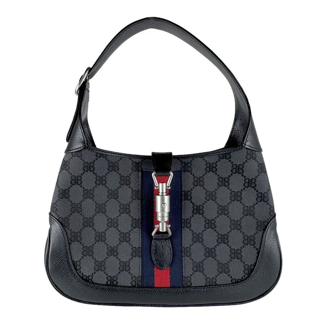 Balenciaga BALENCIAGA Shoulder Bag 2-way x GUCCI Canvas Leather Black Dark Gray Silver Women's: --- Catalog ---Category: SizeSize (HxWxD): 18cm x 28cm x 4cm / 7.08'' x 11.02'' x 1.57''Category: DesignType: Shoulder bagColor: Black, Dark grayGender: WomenMaterial: Canvas , Leather Category: Gener