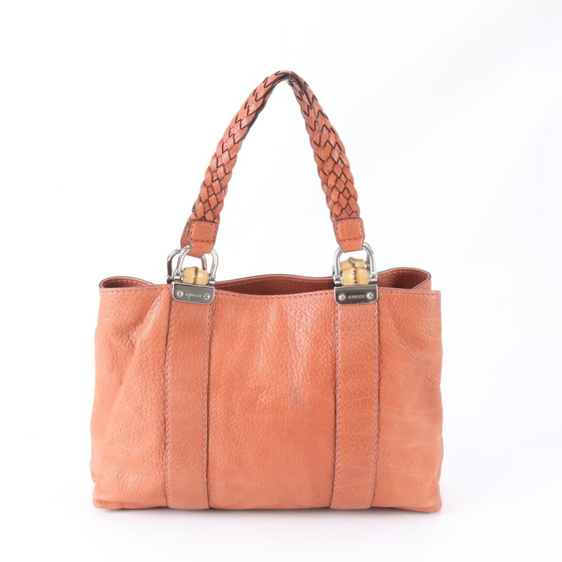 Gucci Bamboo Braided Handle Leather Tote Bag, Handbag, Shoulder Women's (232947) (1 of 15)