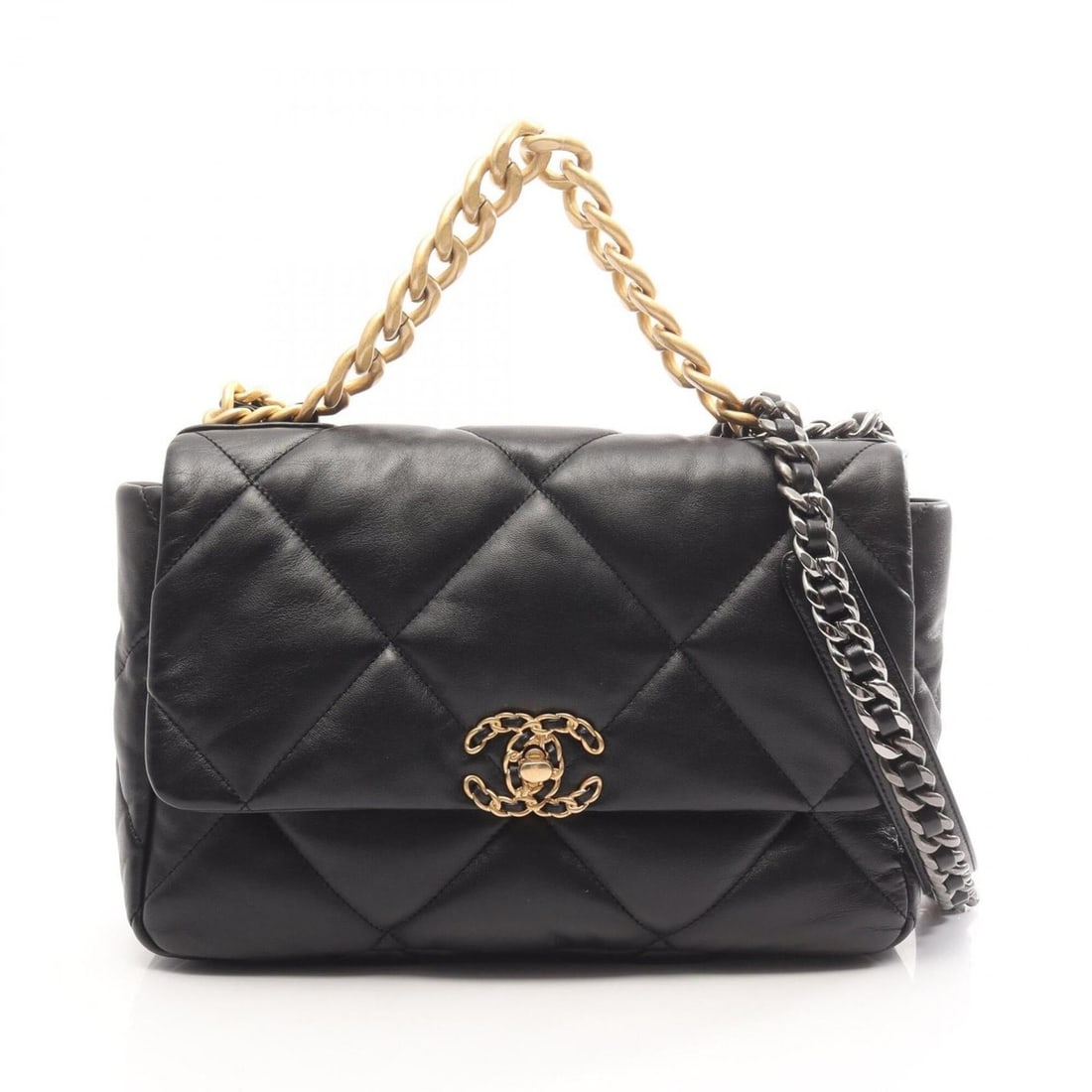 Chanel 19 Dixneuf Matelassé Combination Hardware 2-Way Shoulder Bag/Handbag Lambskin Leather: --- Catalog ---Category: SizeSize (HxWxD): 20cm x 29cm x 8cm / 7.87'' x 11.41'' x 3.14''Category: DesignType: Shoulder bagColor: BlackGender: WomenMaterial: Leather Category: GeneralBrand: Chanel---