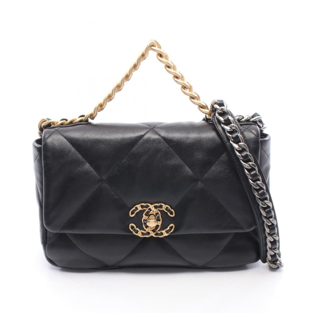 Chanel 19 Dixneuf Matelassé 2-Way Shoulder Bag/Handbag, Leather, Women's, Black (AS1160): --- Catalog ---Category: SizeSize (HxWxD): 17cm x 25cm x 8cm / 6.69'' x 9.84'' x 3.14''Category: DesignType: Shoulder bagColor: BlackGender: WomenMaterial: Leather Category: GeneralBrand: Chanel---