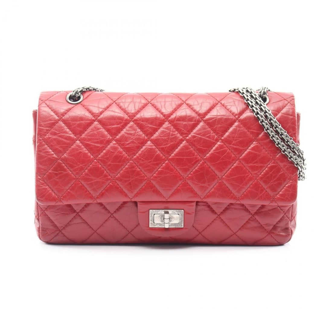 Chanel 2.55 Matelassé Maxi Double Flap Shoulder Bag/Handbag with Antique Silver Hardware, Calfskin: --- Catalog ---Category: SizeSize (HxWxD): 19cm x 31cm x 9cm / 7.48'' x 12.2'' x 3.54''Category: DesignType: Shoulder bagColor: Red colorGender: WomenMaterial: Leather Category: GeneralBrand: