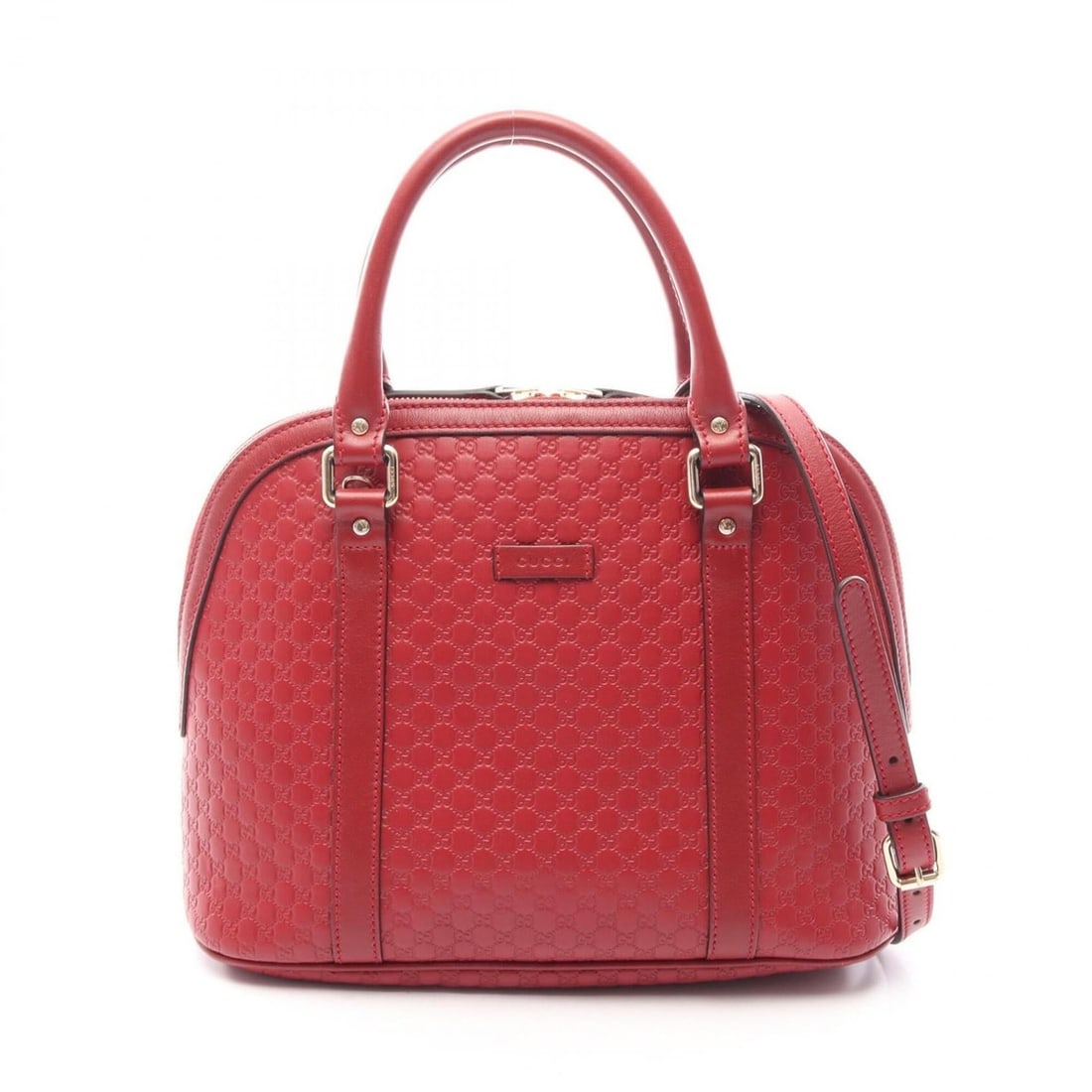 Gucci Microguccissima 2-Way Handbag, Leather, Women's, Red, 449663 (1 of 10)