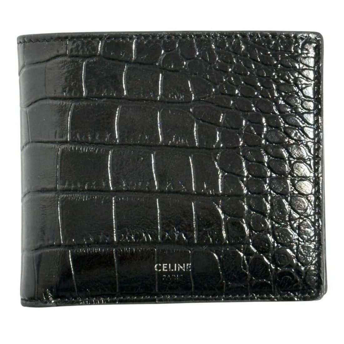 Celine Men's Bifold Wallet, 2-fold wallet, embossed leather, black. (1 of 11)