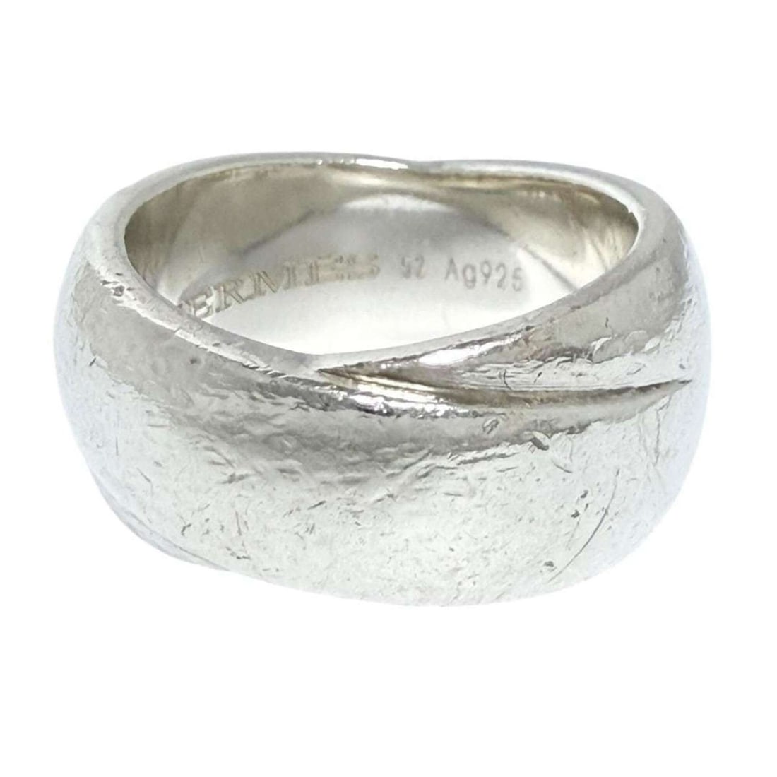 Hermes Men's/Women's Wide Ring, Size 12, 925 Sterling Silver: --- Catalog ---Category: SizeJP Size: 12US Size: 6.5Category: DesignType: Band ringColor: SilverGender: Men,WomenMaterial: Silver 925Category: GeneralBrand: Hermes--- Item List ---Section: ConditionRa