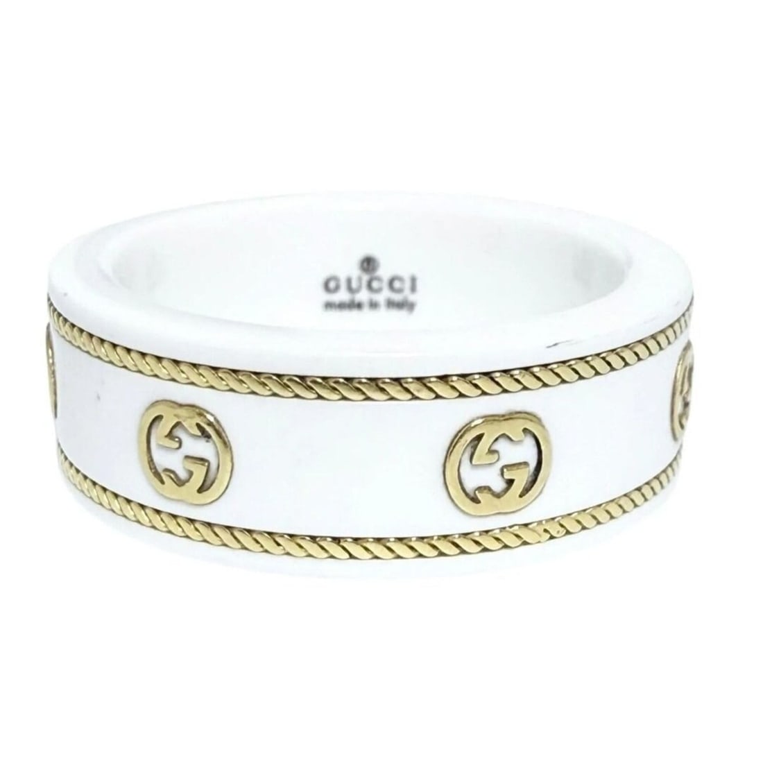 Gucci unisex interlocking G ring, 18K gold, size 10, pinky ring. (1 of 10)