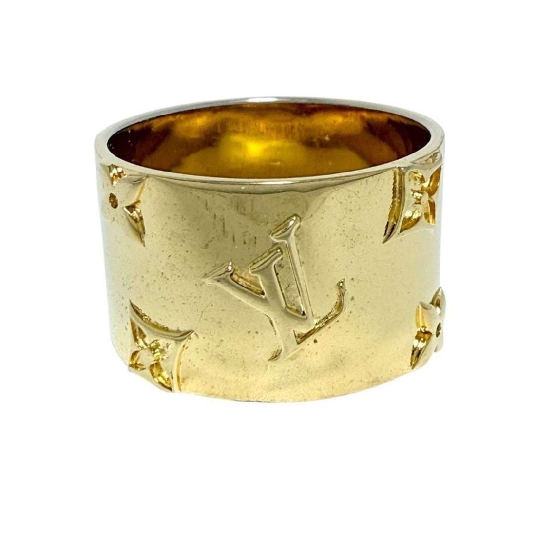 Louis Vuitton Men's Wide Ring, Monogram, Size 17 (L), Gold (1 of 10)