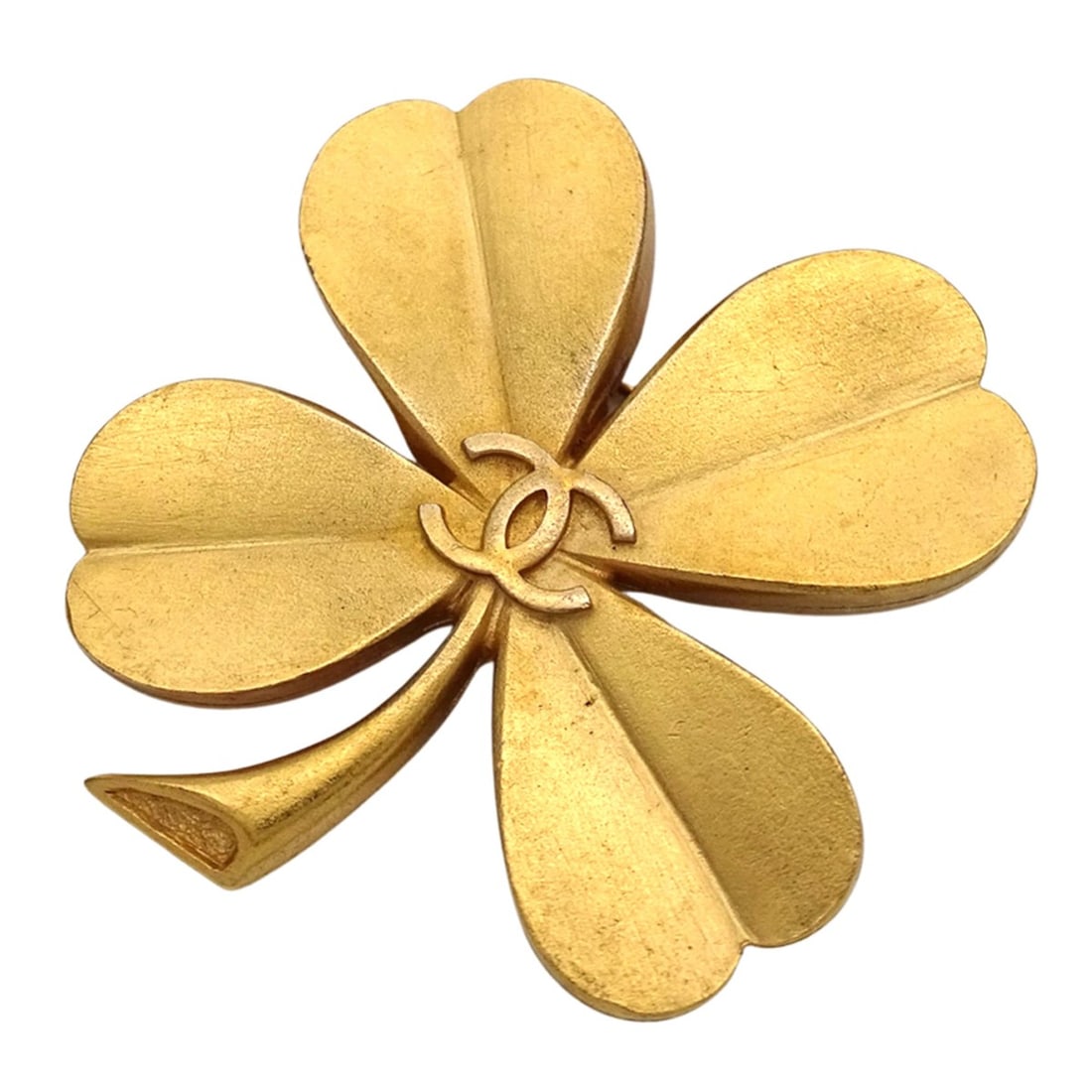 Chanel brooch for women and men, brand name, gold plated, Coco Mark, clover design. (1 of 10)