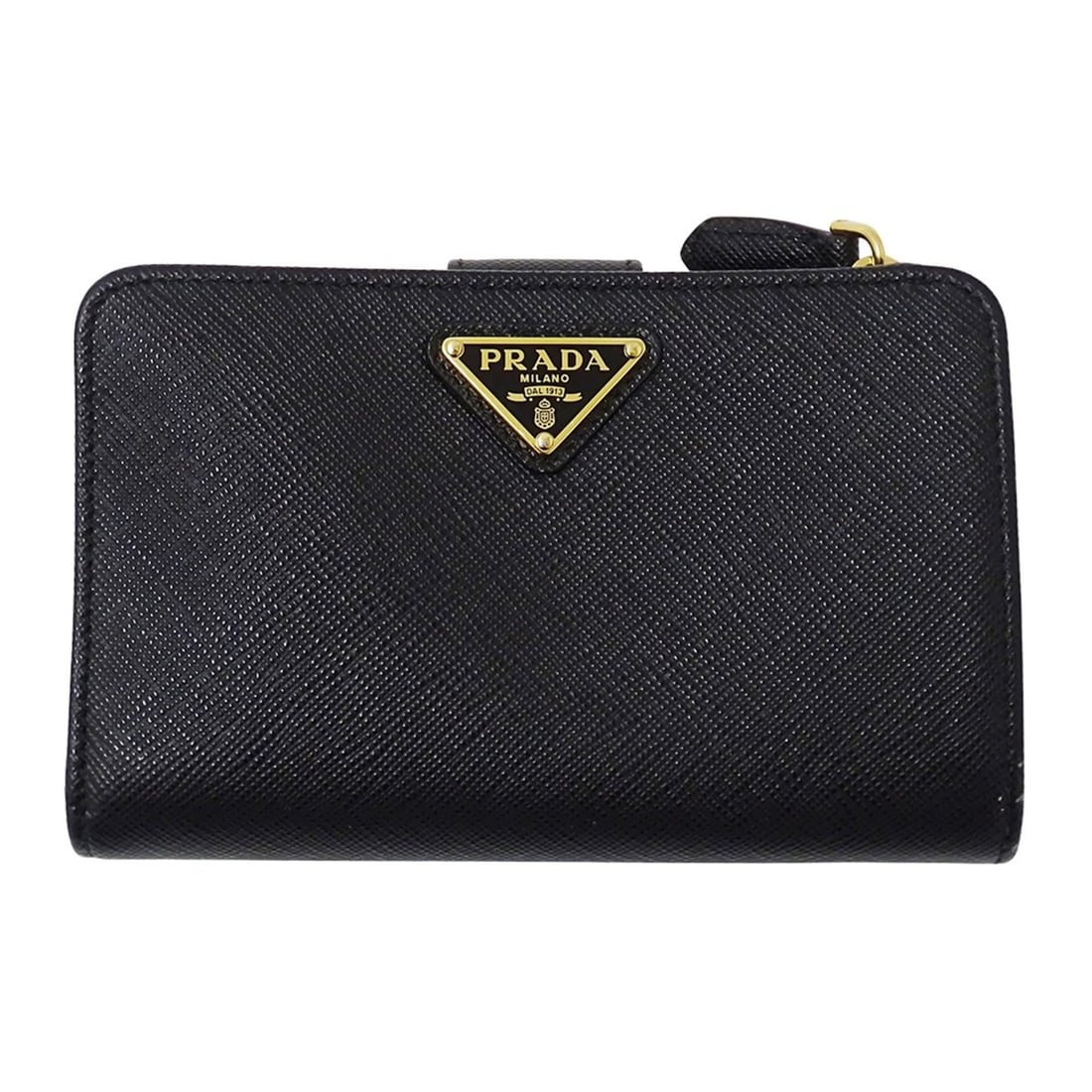 Prada PRADA Women's Wallet, Brand Name, Bi-fold Saffiano Leather, Black, 1ML225 Black (1 of 10)