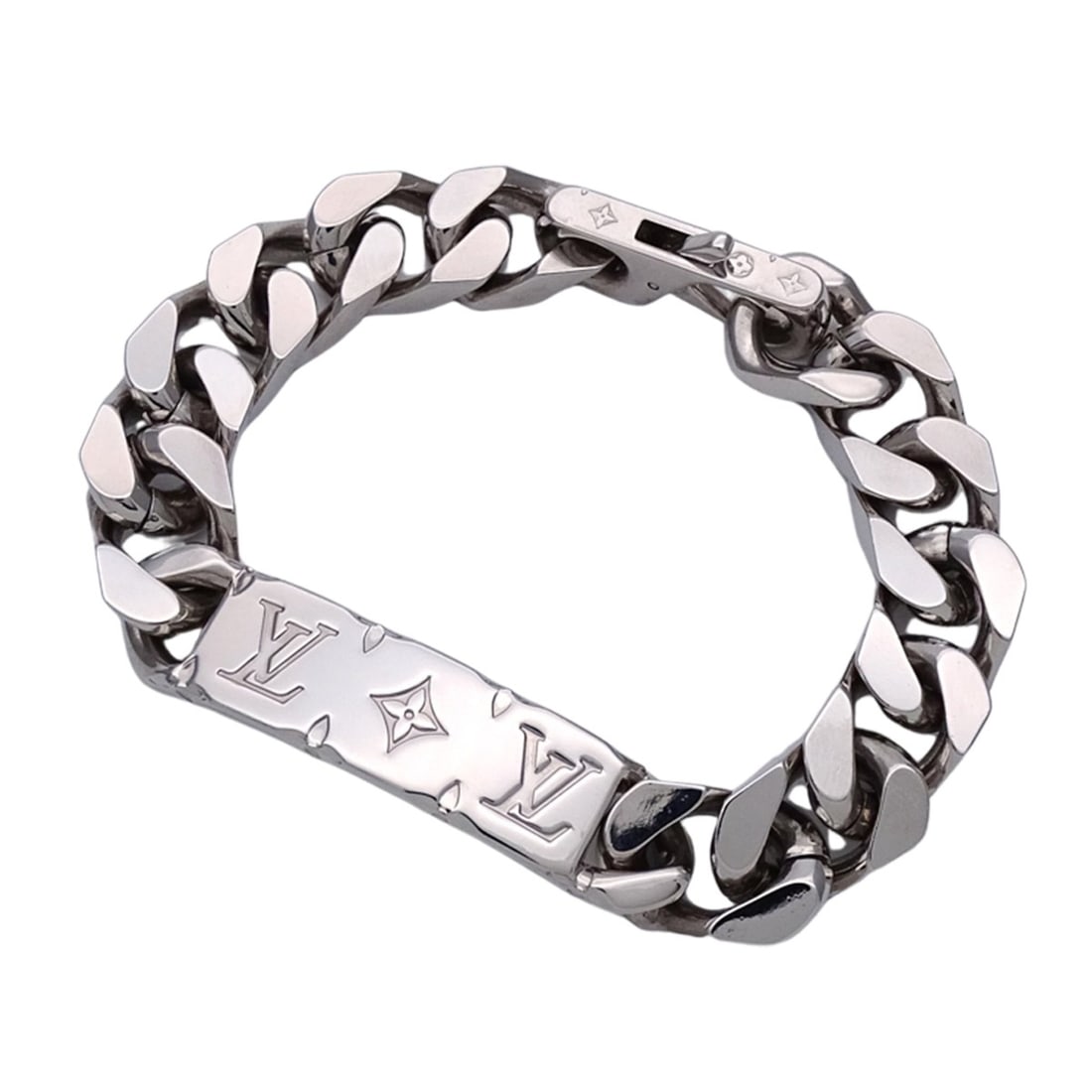 Louis Vuitton LOUIS VUITTON Men's Bracelet, Brand Metal Chain Monogram, Silver, M00855, Accessory: --- Catalog ---Category: SizeLength: 17cm / 6.69''Category: DesignType: Charm braceletColor: SilverGender: MenMaterial: MetalCategory: GeneralLine: MonogramBrand: Louis VuittonCountry of Origin: Italy