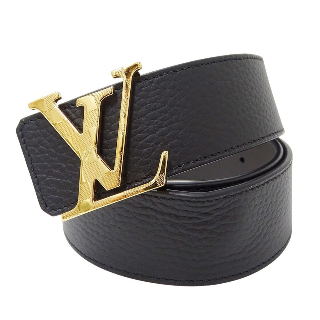 Louis Vuitton LOUIS VUITTON Men's Belt Brand Calfskin LV Damier 40mm Reversible Black Gold M0333 (1 of 10)