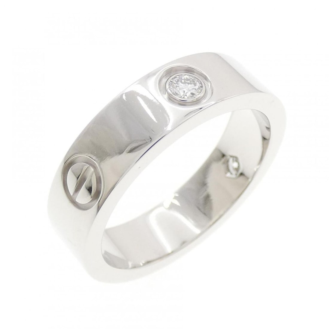 Cartier Love Half-Diamond Ring: --- Catalog ---Category: SizeUS Size: 8.5Brand Size: 57Category: DesignType: Band ringStone: DiamondGender: Men,WomenMaterial: White gold (18K)Category: GeneralMPN: B4032500Brand: Cartier--- Item List