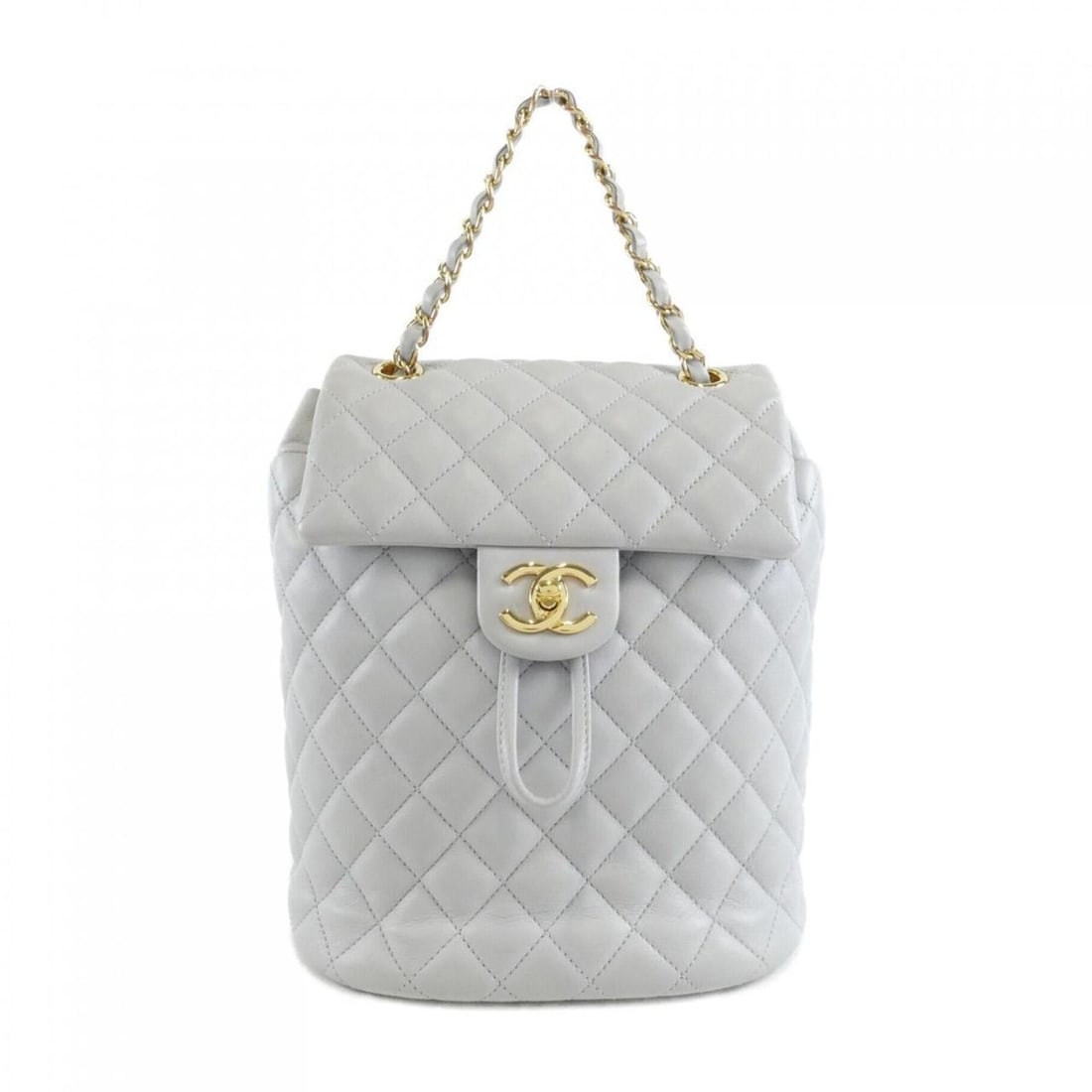 Chanel 91121 Backpack: --- Catalog ---Category: SizeSize (HxWxD): 24cm x 20cm x 12cm / 9.44'' x 7.87'' x 4.72''Category: DesignType: BackpackColor: GrayGender: WomenMaterial: Leather Category: GeneralMPN: 91121Brand: Chanel