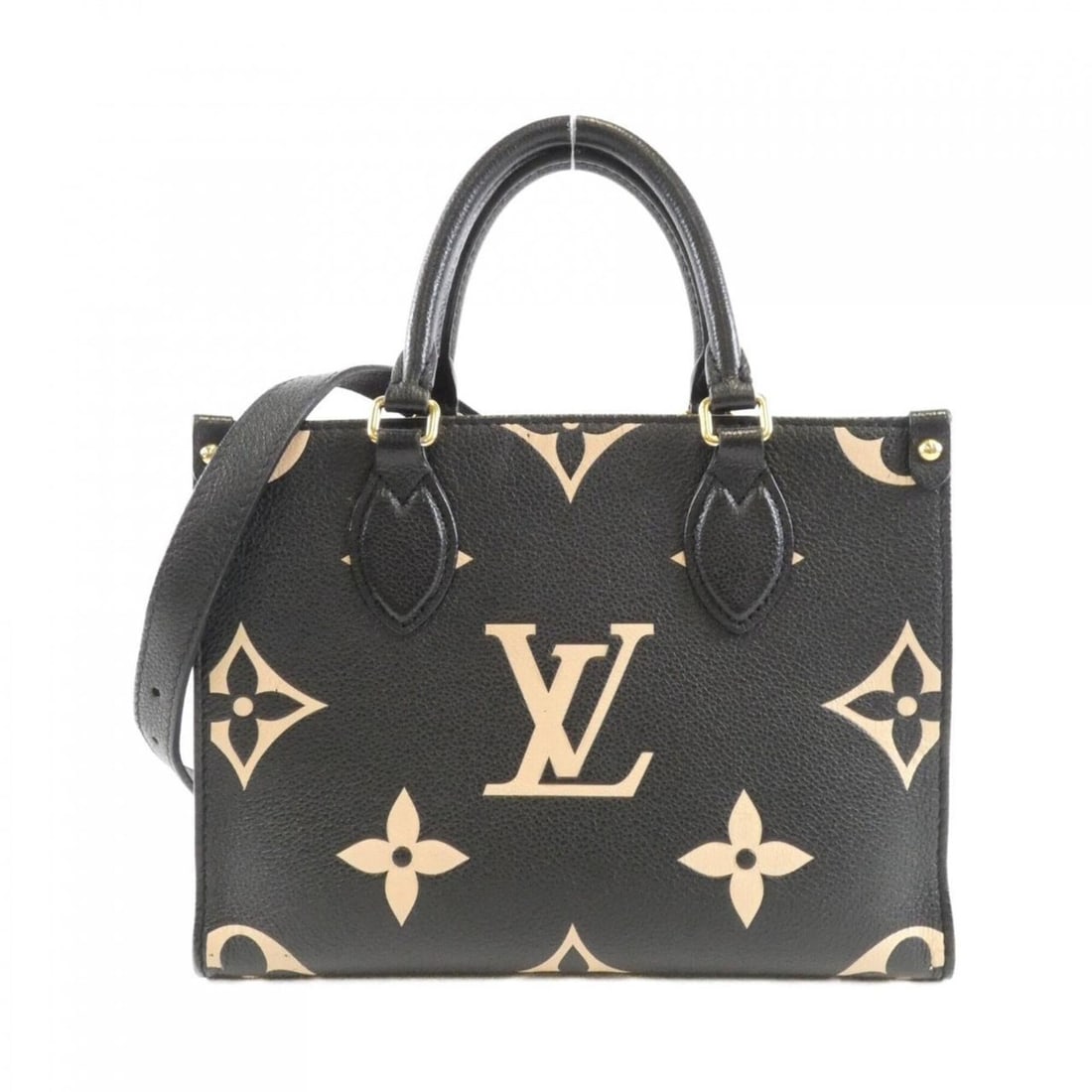 Louis Vuitton Bicolor Monogram Empreinte OnTheGo PM M45659 Handbag: --- Catalog ---Category: SizeSize (HxWxD): 19cm x 25cm x 11cm / 7.48'' x 9.84'' x 4.33''Category: DesignType: HandbagColor: Beige, Bicolor, BlackGender: WomenMaterial: Leather Leather/Fur Type: