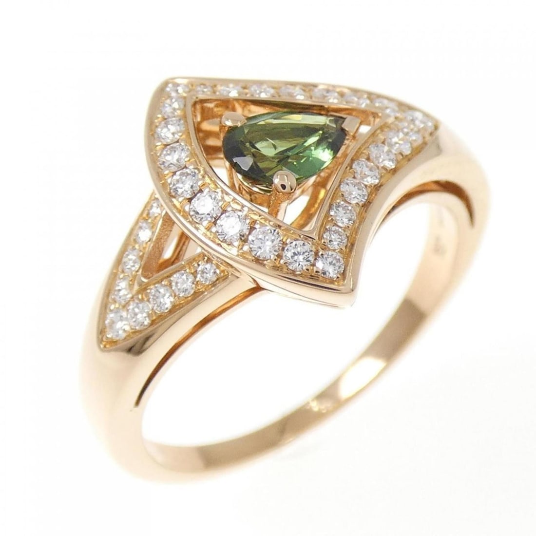 Bvlgari Tourmaline Ring: --- Catalog ---Category: SizeJP Size: 18US Size: 9Category: DesignType: Band ringColor: Pink goldStone: Diamond, TourmalineMaterial: Pink gold (18K)Category: GeneralMPN: AN858508Brand: Bvlgari---