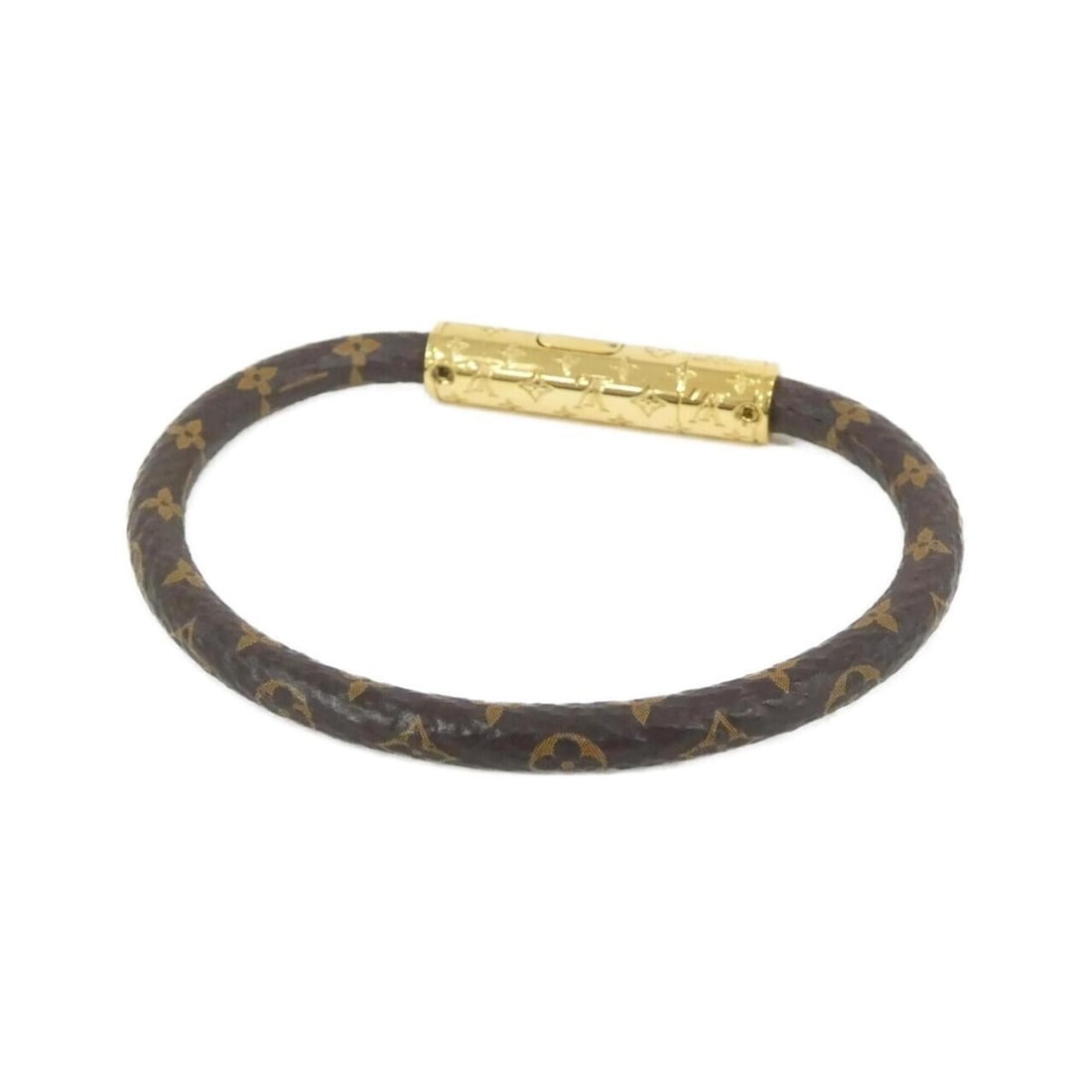Louis Vuitton Monogram Bracelet LV Confidential M6334F: --- Catalog ---Category: SizeLength: 16cm / 6.29''Category: DesignType: Charm braceletColor: MarronGender: Men,WomenMaterial: CanvasCategory: GeneralMPN: M6334FBrand: Louis Vuitton--- Item List
