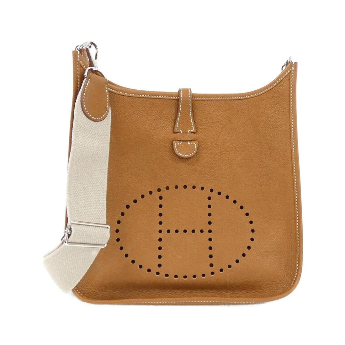 Hermes Evelyne 3 PM 084555CK Shoulder Bag: --- Catalog ---Category: SizeSize (HxWxD): 29cm x 28cm x 8cm / 11.41'' x 11.02'' x 3.14''Category: DesignType: Shoulder bagColor: Beige, FauveGender: WomenMaterial: Barenia leather Hardware Color: