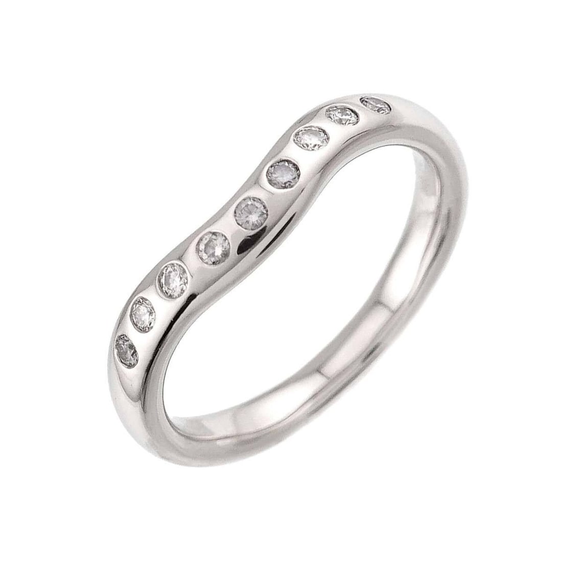 Tiffany & Co. Wide Curved Band Ring with Diamonds, Platinum (Pt): --- Catalog ---Category: SizeJP Size: 8US Size: 4.5Category: DesignType: Band ringColor: PlatinumGender: WomenMaterial: Platinum 950Category: GeneralBrand: Tiffany--- Item List ---Section: ConditionRa
