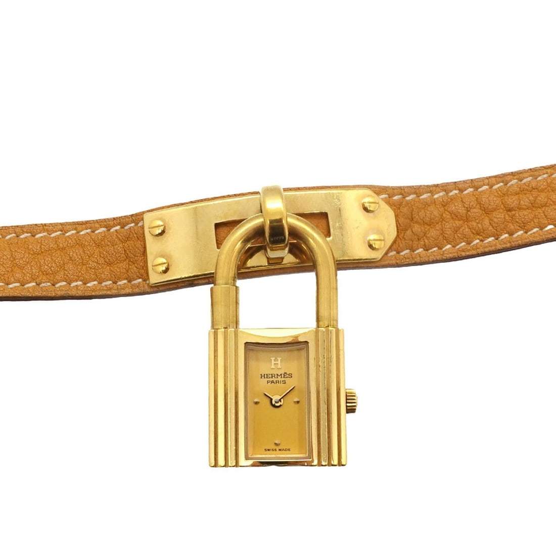 Hermes Kelly Watch, Ladies' Gold Yellow Quartz Watch with Padlock: --- Catalog ---Category: SizeWrist Size: 13.5cm - 16.5cm / 5.31'' - 6.49''Case Diameter: 20mm / 0.79''Category: DesignType: WristwatchGender: WomenColor (Dial): GoldMaterial (Band): Gold plated, Leath
