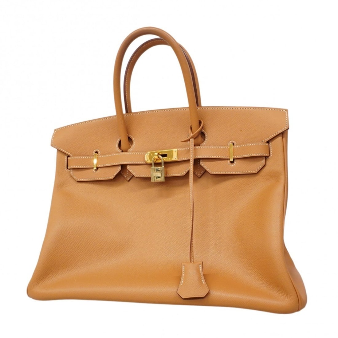 Hermes Birkin 35 Handbag, Courchevel Leather, Natural Sable, ?E Stamp, Ladies': --- Catalog ---Category: SizeSize (HxWxD): 28cm x 36cm x 19cm / 11.02'' x 14.17'' x 7.48''Category: DesignType: HandbagColor: Natural sableGender: WomenMaterial: Courchevel leather Hardware Color: Gol