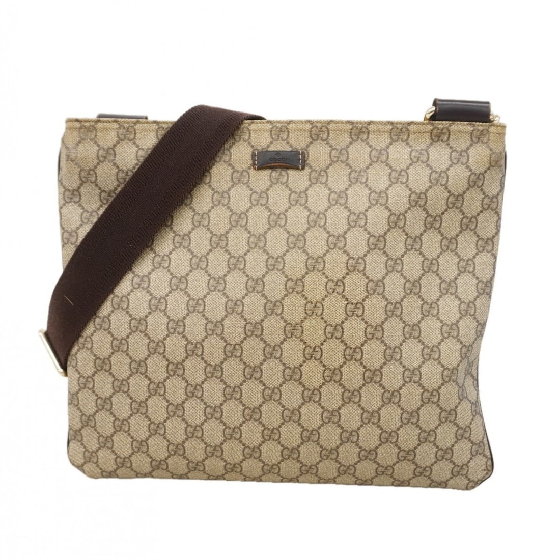 Gucci GG Supreme Shoulder Bag 201446 Brown Women's: --- Catalog ---Category: SizeSize (HxWxD): 29cm x 34cm x 1.5cm / 11.41'' x 13.38'' x 0.59''Category: DesignType: Shoulder bagColor: BrownGender: WomenMaterial: PVC Hardware Color: GoldCategory: Genera