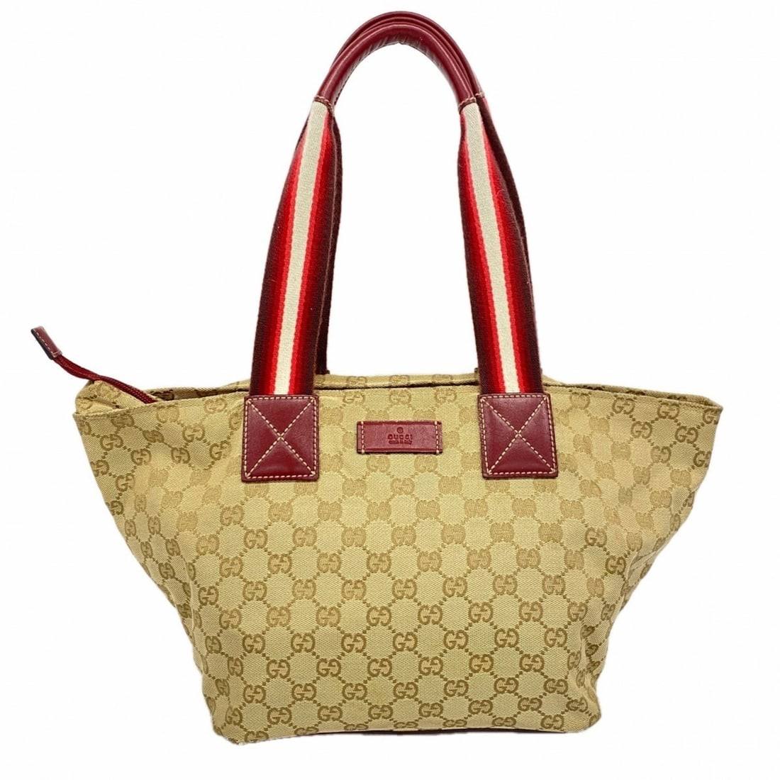 Gucci GG Canvas Handbag 131230 Beige Red Champagne Women's: --- Catalog ---Category: SizeSize (HxWxD): 24cm x 26cm x 19.5cm / 9.44'' x 10.23'' x 7.67''Category: DesignType: HandbagColor: Beige, Red colorGender: WomenMaterial: Canvas Hardware Color: Champagne g