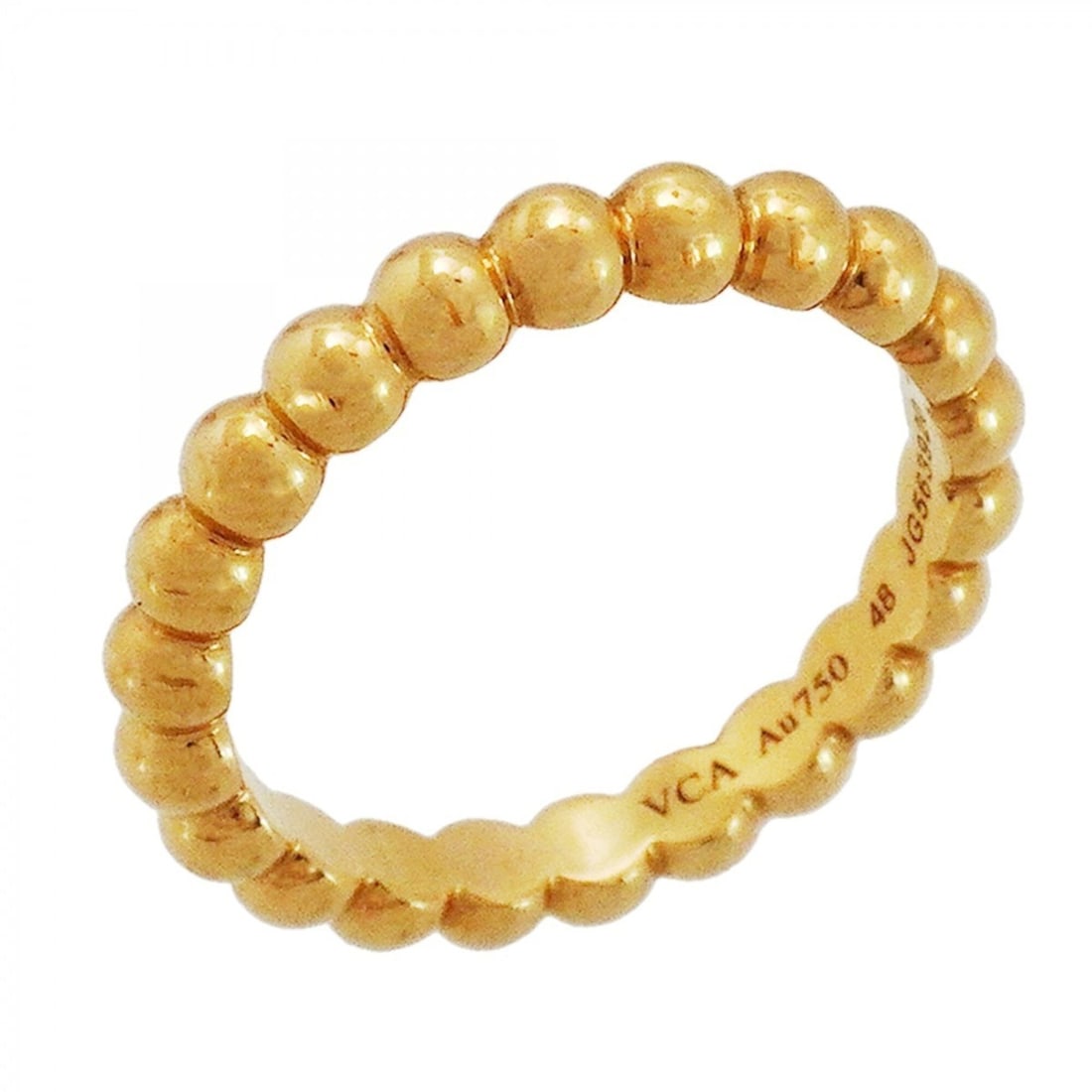 Van Cleef & Arpels Perlee Medium Ring, 18K Yellow Gold, Size 48, Women's: --- Catalog ---Category: SizeUS Size: 4.5Brand Size: 48Category: DesignType: Band ringGender: WomenMaterial: Yellow gold (18K)Category: GeneralBrand: Van Cleef & Arpels--- Item List ---Section: Condit