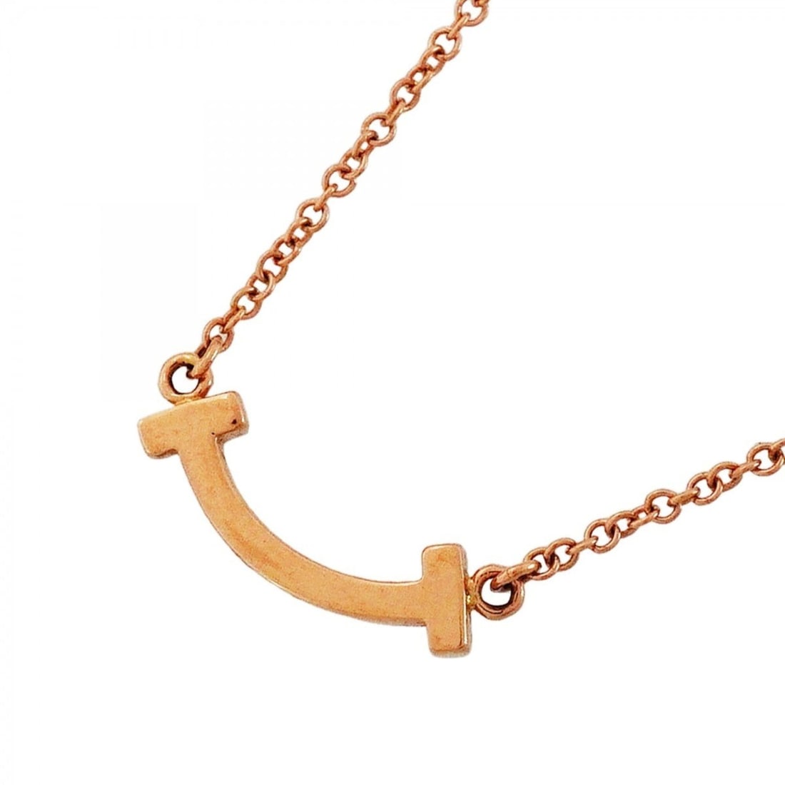 Tiffany & Co. T Smile Mini Necklace, 18K Pink Gold, Women's: --- Catalog ---Category: SizePendant Size: 4.8mm x 13.4mm / 0.18'' x 0.52''Neck Circumference: 40.5 cm - 46 cm / 15.94'' - 18.11''Category: DesignGender: WomenMaterial: Pink gold (18K)Necklace Type: N