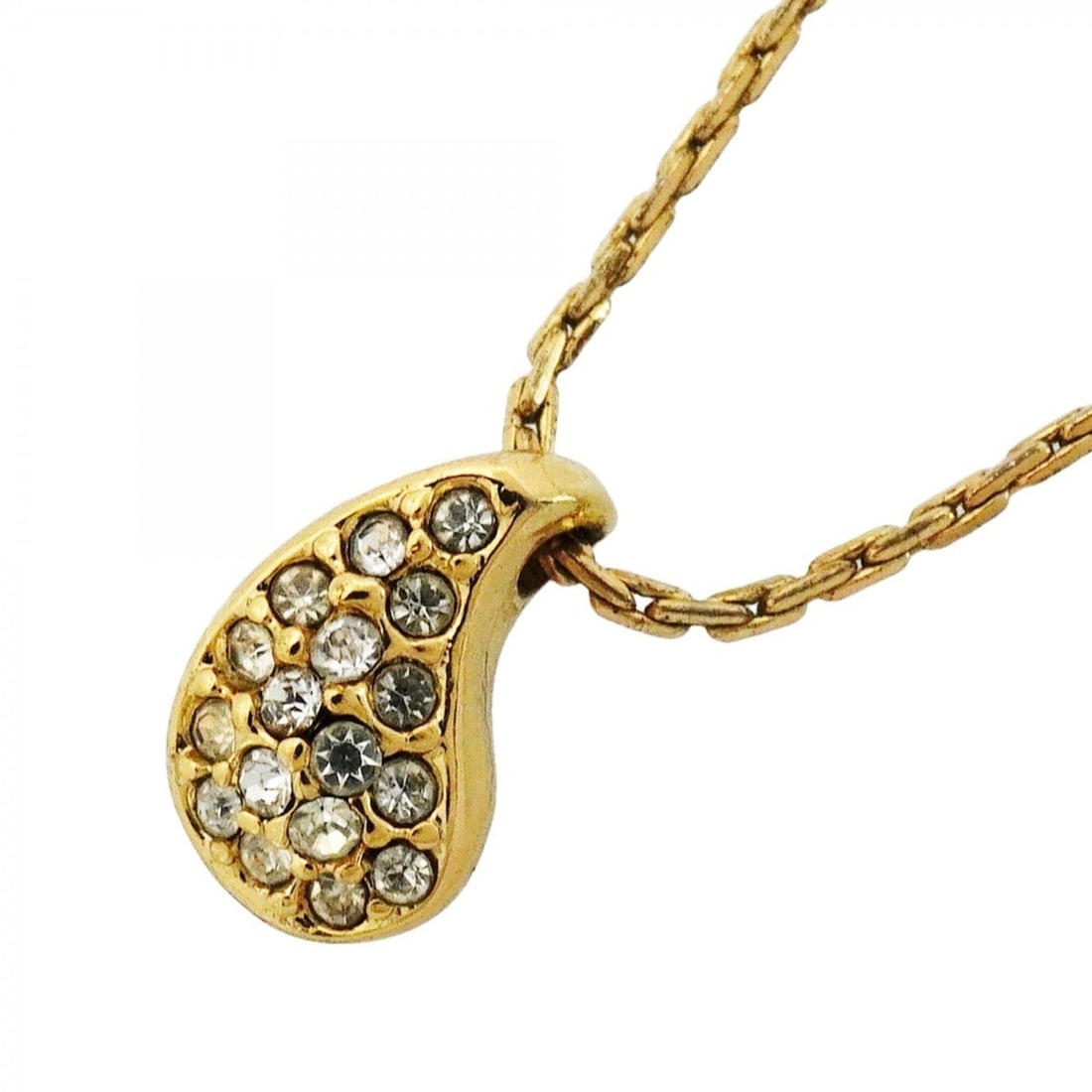 Christian Dior Necklace, GP Plated, Rhinestone, Gold, Women's: --- Catalog ---Category: SizePendant Size: 12mm x 7.7mm / 0.47'' x 0.3''Neck Circumference: 39 cm - 44 cm / 15.35'' - 17.32''Category: DesignColor: GoldGender: WomenMaterial: Gold plating, RhinestoneN