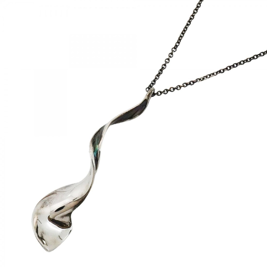 Tiffany & Co. Frank Gehry Orchid Drop Necklace, Sterling Silver 925, Women's: --- Catalog ---Category: SizePendant Size: 41.1mm x 9.7mm / 1.61'' x 0.38''Neck Circumference: 41 cm / 16.14''Category: DesignGender: WomenMaterial: Silver 925Necklace Type: NecklaceCategory: GeneralB