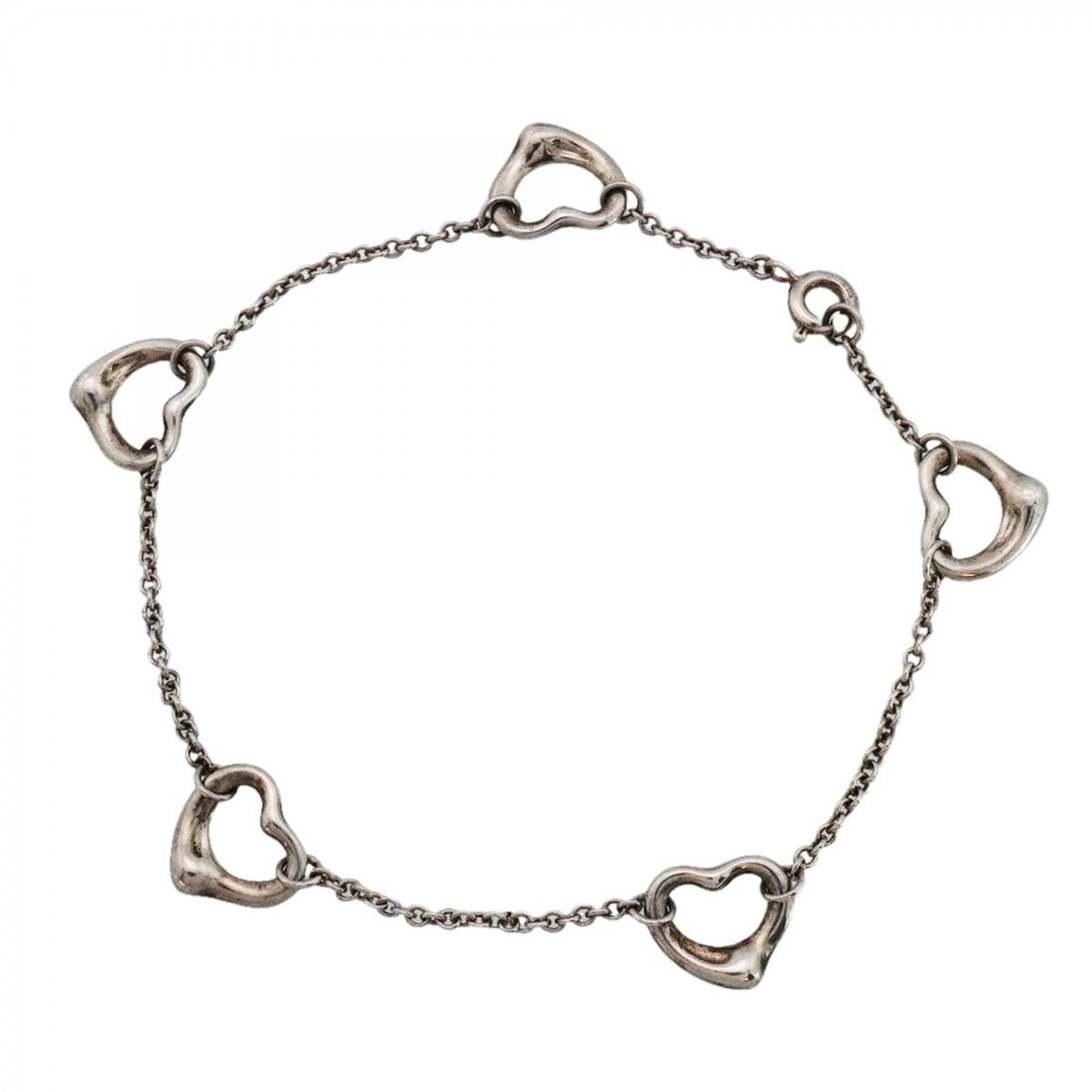Tiffany & Co. Heart Bracelet, 5 Pieces, Sterling Silver 925, Women's: --- Catalog ---Category: SizeLength: 18cm / 7.08''Category: DesignType: Charm braceletGender: WomenMaterial: Silver 925Category: GeneralBrand: Tiffany--- Item List ---Section: ConditionRanking: Rank A