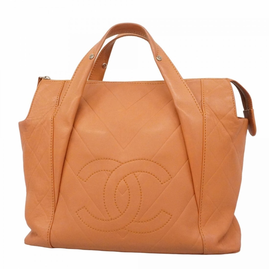 Chanel handbag, V-stitch leather, brown, women's, P2895159 (1 of 15)