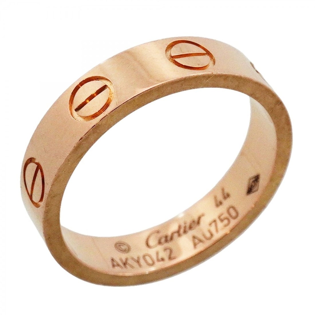 Cartier Mini Love Ring, 18K Pink Gold, Size 44, Women's: --- Catalog ---Category: SizeUS Size: 3Brand Size: 44Category: DesignType: Band ringGender: WomenMaterial: Pink gold (18K)Category: GeneralBrand: Cartier--- Item List ---Section: ConditionRanking: Ran