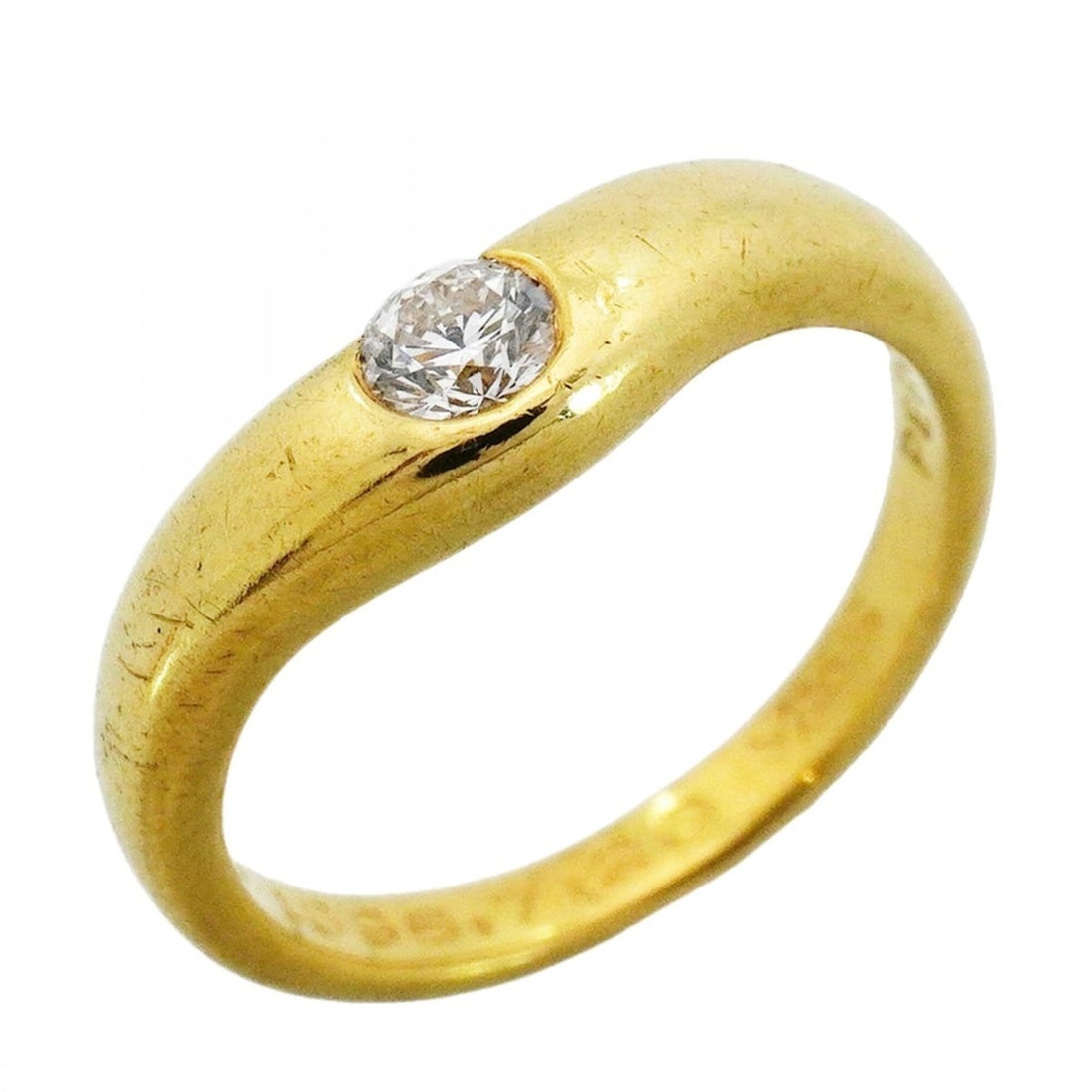 Tiffany & Co. Curved Band Ring, 1PD (One Diamond), 18K Yellow Gold, Size 9, Women's: --- Catalog ---Category: SizeJP Size: 9US Size: 5Category: DesignType: Band ringStone: DiamondGender: WomenMaterial: Yellow gold (18K)Category: GeneralBrand: Tiffany--- Item List ---Section: Condition